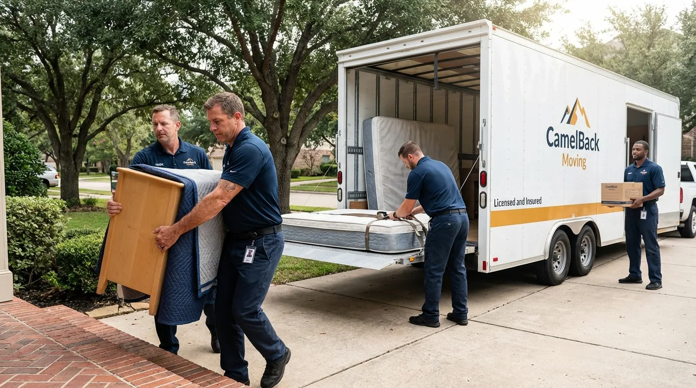 Crew loading residential truck for cross-state move from Mohnton, PA
