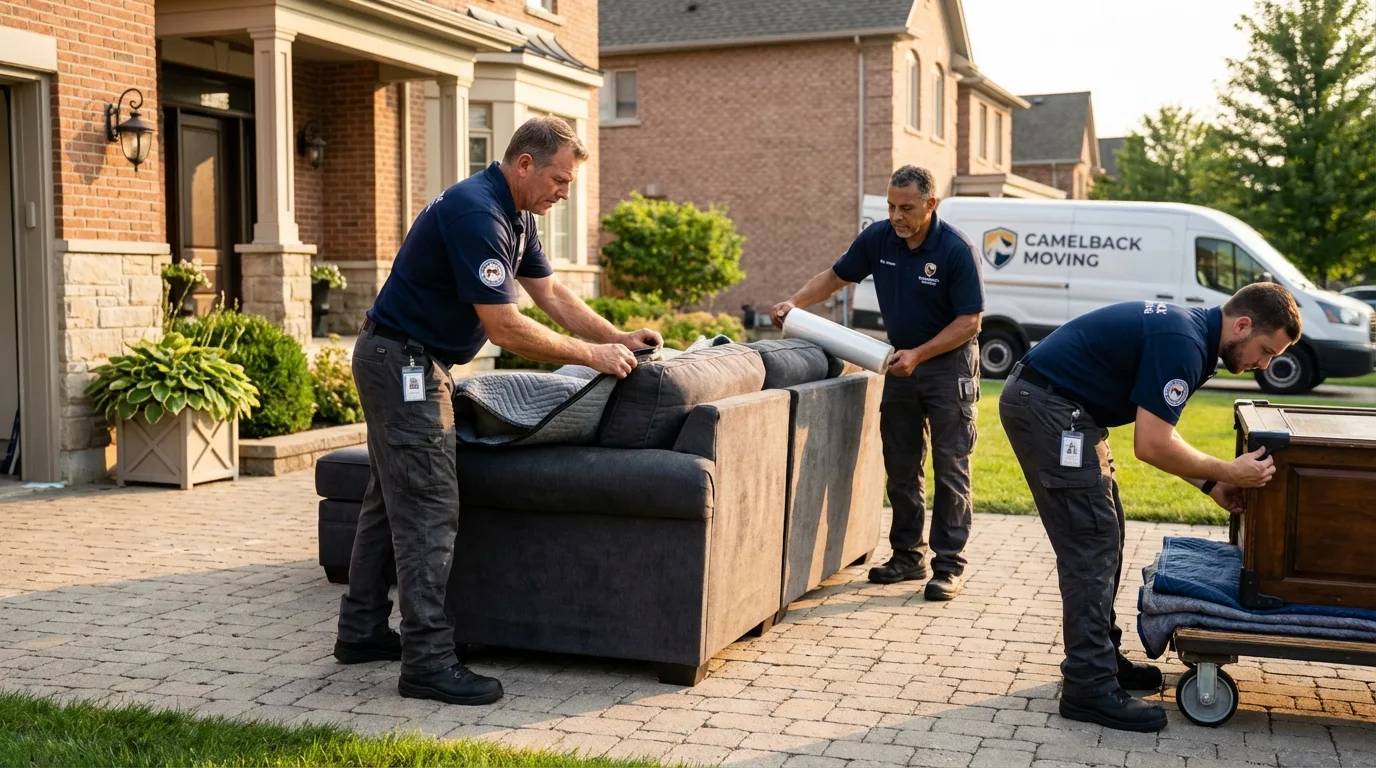 Large estate moving crew wrapping furniture in Mohnton, PA